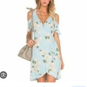 Privacy Please floral cold shoulder wrap dress